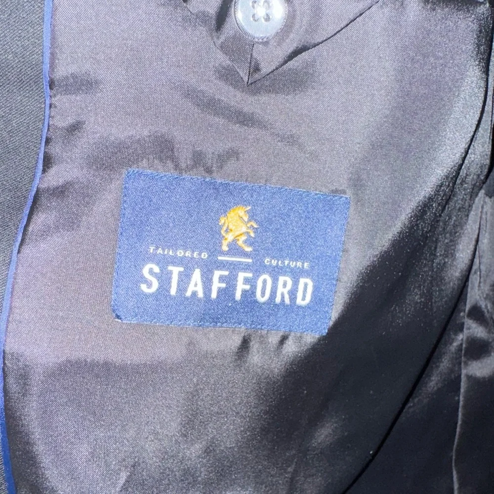 Stafford Black Blazer 54R with Notched Lapel and matching pant  48X30 (like new) - Picture 2 of 9